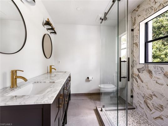 Bathroom, Dual Sink Vanities, Glass Shower, Interior
