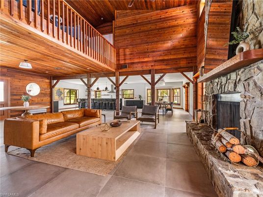 Fireplace, Interior, Living room, Stone Walls, Wooden Ceilings, Wooden Walls