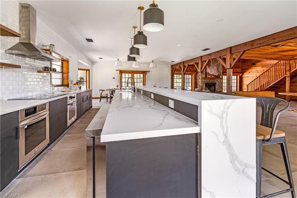 Interior, Kitchen, Pendant Lights, Recessed Lighting, Stainless Steel Appliances, Wooden Beams, Wooden Ceilings