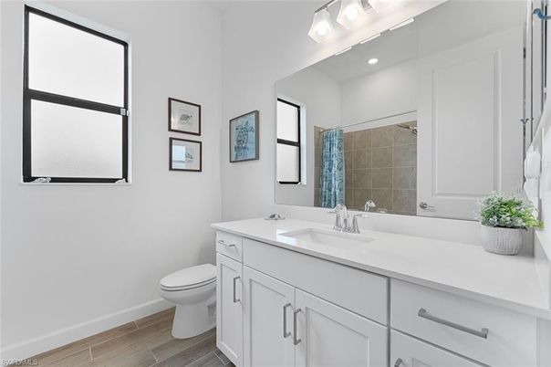 Bathroom, Interior, Recessed Lighting, Wood Texture Flooring