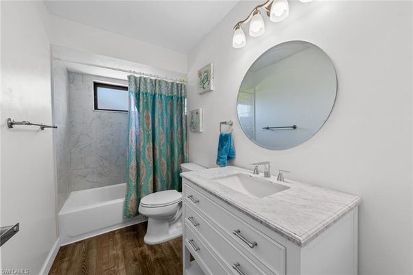 Bathroom, Interior, Marble Walls, Wood Texture Flooring