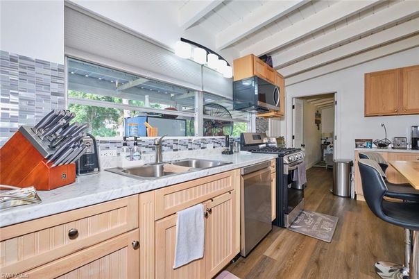 Interior, Kitchen, Stainless Steel Appliances, Wood Texture Flooring