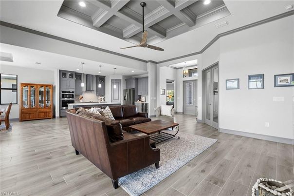 Interior, Kitchen, Living room, Pendant Lights, Recessed Lighting, Stainless Steel Appliances, Wood Texture Flooring