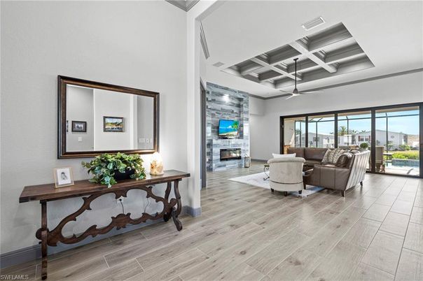 Fireplace, Interior, Living room, Stone Walls, Wood Texture Flooring