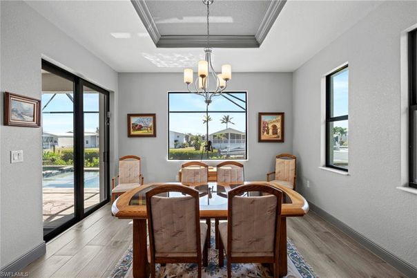 Chandelier, Dining room, Interior, Wood Texture Flooring