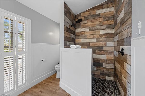 Bathroom, Interior, Wood Texture Flooring, Wooden Walls