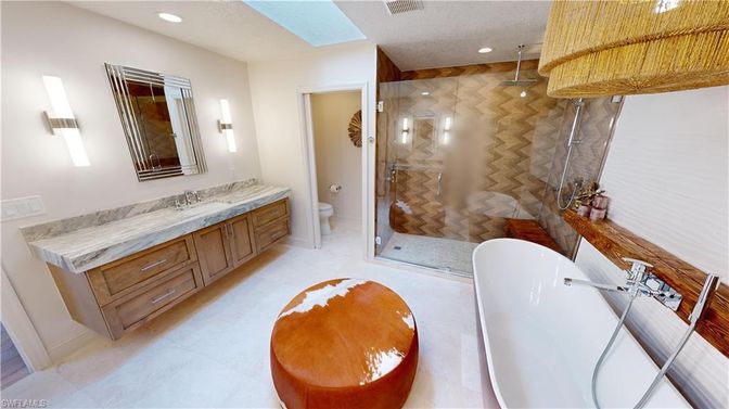 Bathroom, Dual Sink Vanities, Free Standing Baths, Glass Shower, Interior, Recessed Lighting
