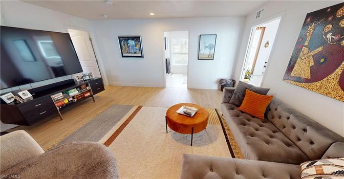 Interior, Living room, Recessed Lighting, Wood Texture Flooring