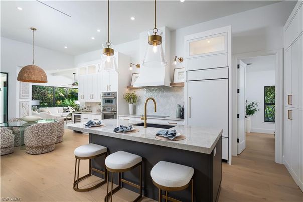 Interior, Kitchen, Living room, Pendant Lights, Recessed Lighting, Stainless Steel Appliances, Wood Texture Flooring