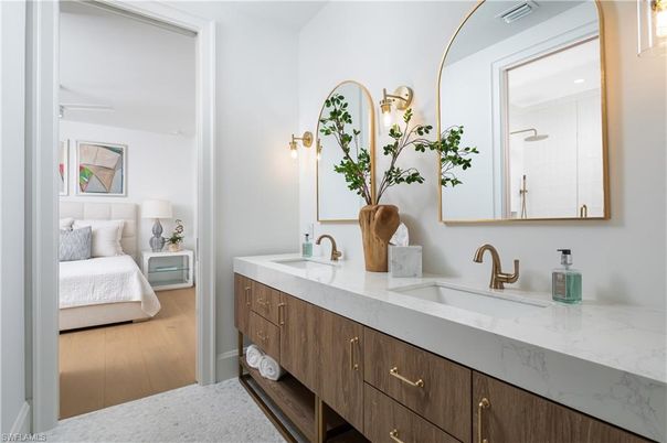 Bathroom, Bedroom, Dual Sink Vanities, Interior, Wood Texture Flooring
