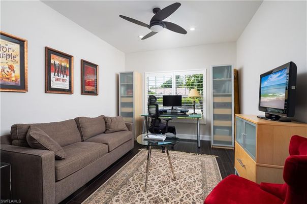 Home Office, Interior, Recessed Lighting, Wood Texture Flooring