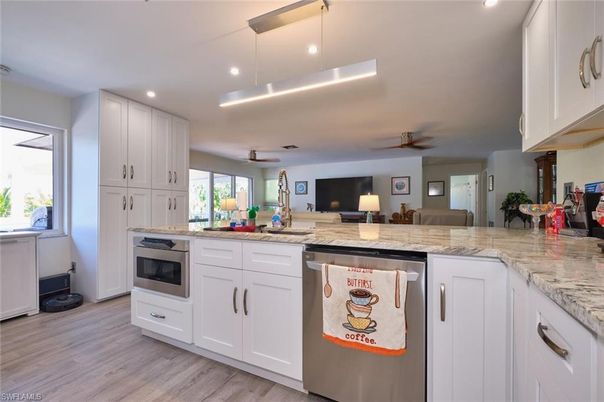 Interior, Kitchen, Recessed Lighting, Wood Texture Flooring