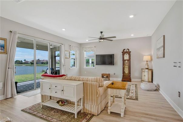 Interior, Living room, Recessed Lighting, Water, Wood Texture Flooring