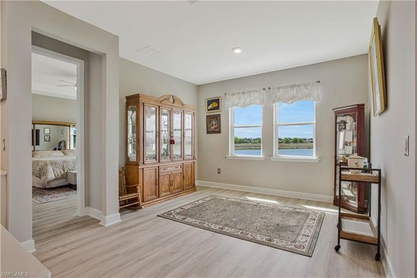 Bedroom, Interior, Recessed Lighting, Water, Wood Texture Flooring