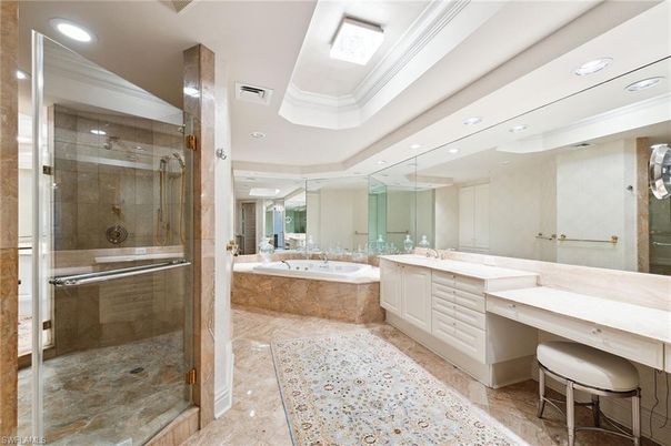 Bathroom, Dual Sink Vanities, Glass Shower, Interior, Recessed Lighting