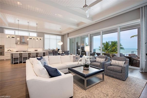 Dining room, Interior, Kitchen, Living room, Pendant Lights, Recessed Lighting, Water, Wood Texture Flooring