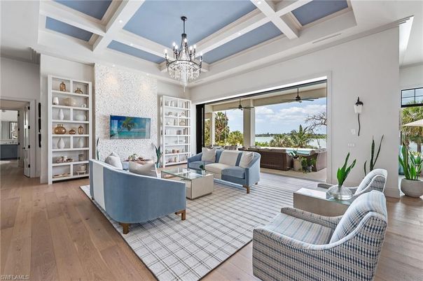 Chandelier, Interior, Living room, Recessed Lighting, Wood Texture Flooring