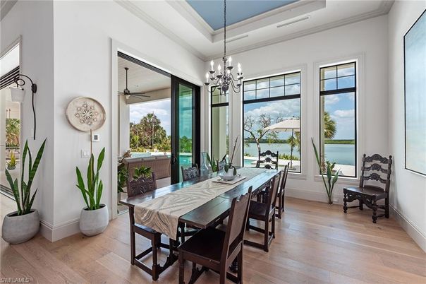 Chandelier, Dining room, Interior, Wood Texture Flooring