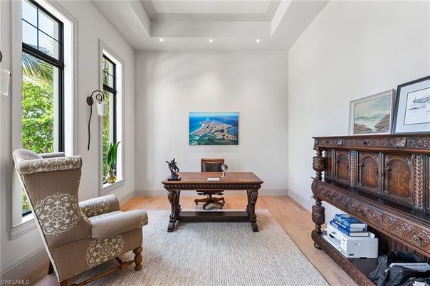 Home Office, Interior, Recessed Lighting, Wood Texture Flooring