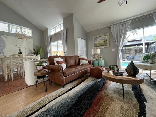 Dining room, Interior, Living room, Pendant Lights, Wood Texture Flooring