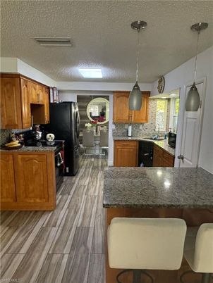 Interior, Kitchen, Pendant Lights, Wood Texture Flooring