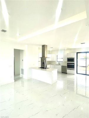 Interior, Kitchen, Marble, Recessed Lighting, Stainless Steel Appliances