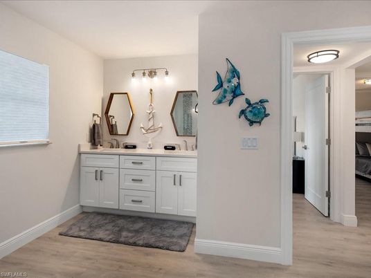 Bathroom, Dual Sink Vanities, Interior, Wood Texture Flooring