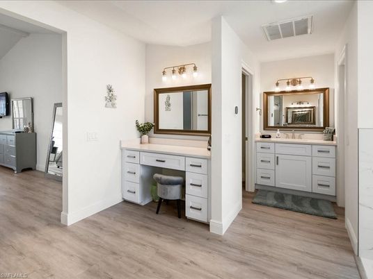 Bathroom, Dual Sink Vanities, Interior, Wood Texture Flooring
