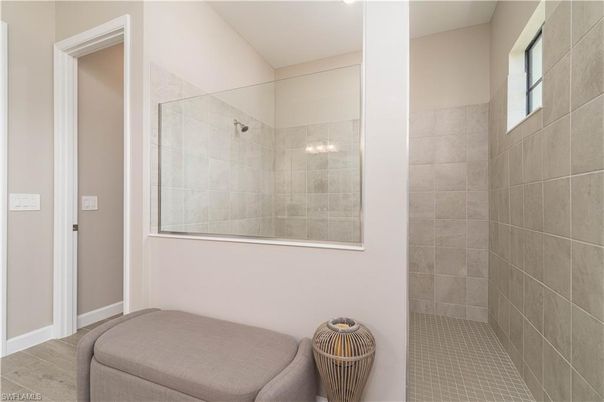Bathroom, Glass Shower, Interior, Wood Texture Flooring