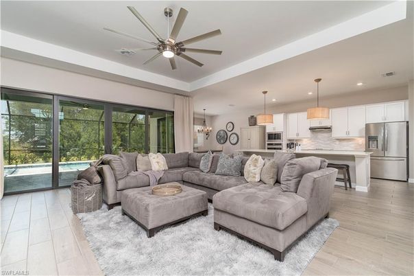 Interior, Kitchen, Living room, Pendant Lights, Recessed Lighting, Stainless Steel Appliances, Wood Texture Flooring