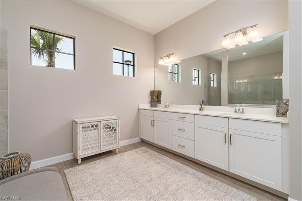 Bathroom, Dual Sink Vanities, Interior, Wood Texture Flooring
