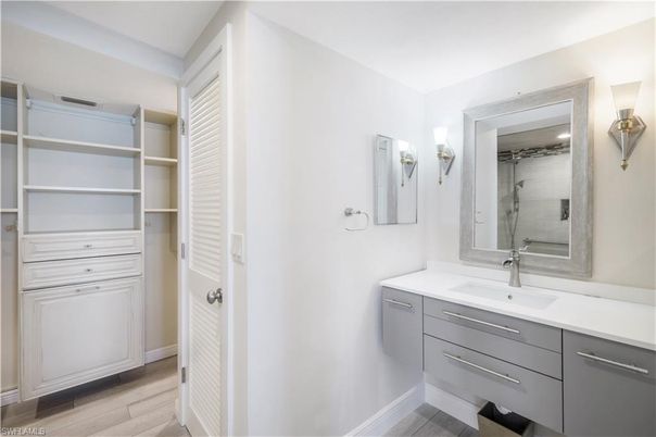 Bathroom, Dual Sink Vanities, Interior, Walk-in Closets, Wood Texture Flooring