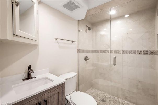 Bathroom, Glass Shower, Interior, Recessed Lighting