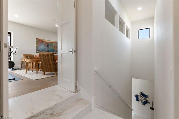 Interior, Marble, Recessed Lighting, Wood Texture Flooring