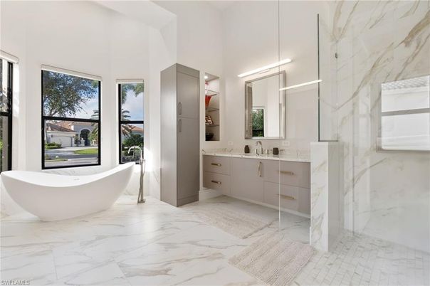 Bathroom, Dual Sink Vanities, Interior, Marble, Marble Walls