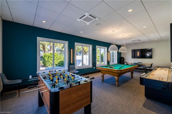 Billiard Table, Game Room, Interior, Pendant Lights, Recessed Lighting
