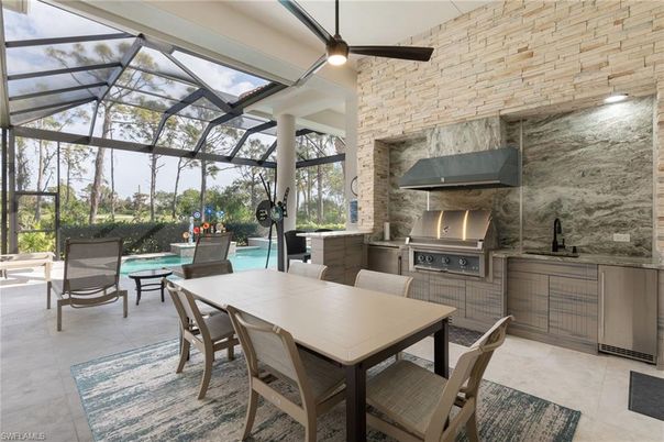 Dining room, Fireplace, Glass Ceilings, Interior, Pool, Stone Walls, Sun Room