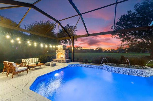 Fireplace, Glass Ceilings, Interior, Pool, Sun Room