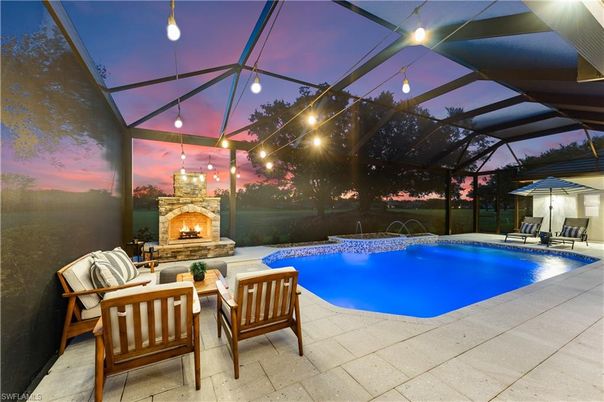 Fireplace, Glass Ceilings, Interior, Pool, Sun Room