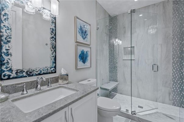 Bathroom, Glass Shower, Interior, Marble Walls