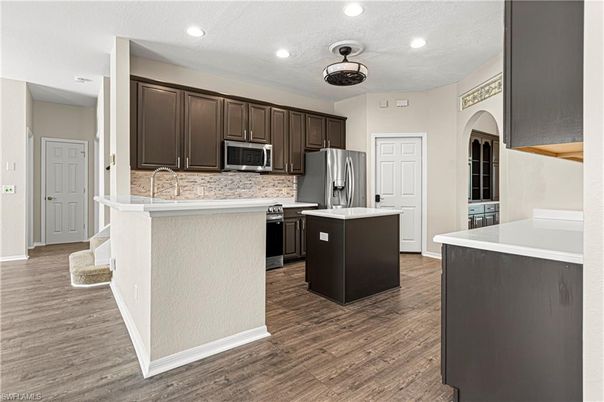 Interior, Kitchen, Recessed Lighting, Wood Texture Flooring