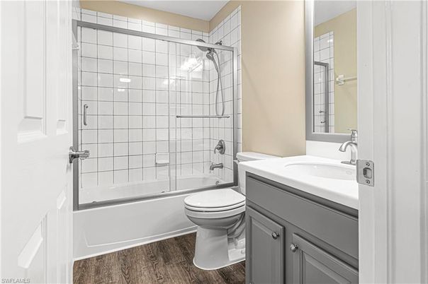 Bathroom, Glass Shower, Interior, Wood Texture Flooring