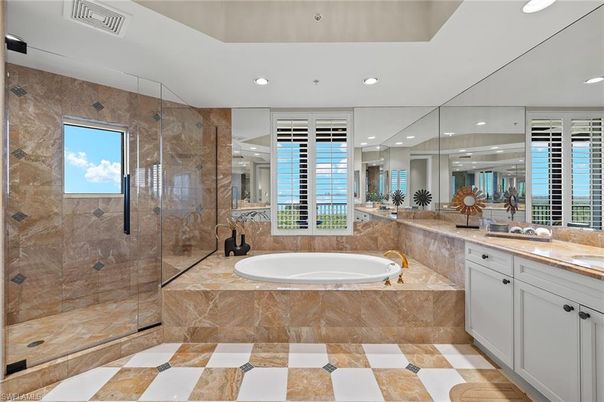 Bathroom, Glass Shower, Interior, Recessed Lighting