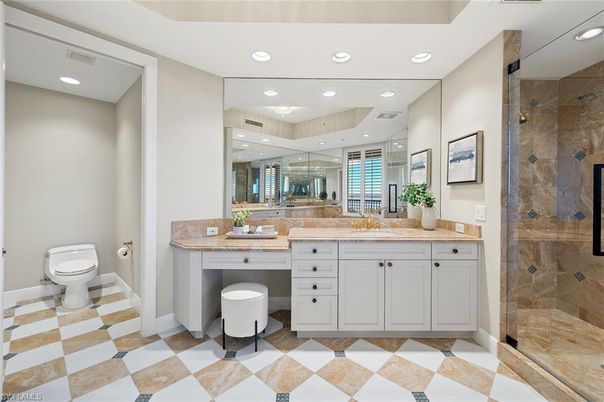 Bathroom, Dual Sink Vanities, Glass Shower, Interior, Recessed Lighting