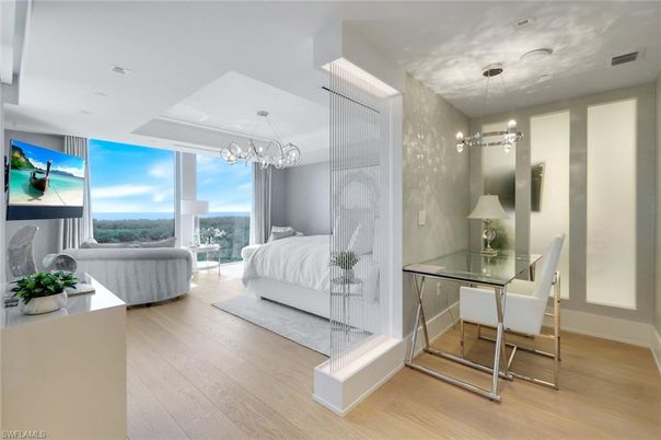 Bedroom, Home Office, Interior, Pendant Lights, Wood Texture Flooring