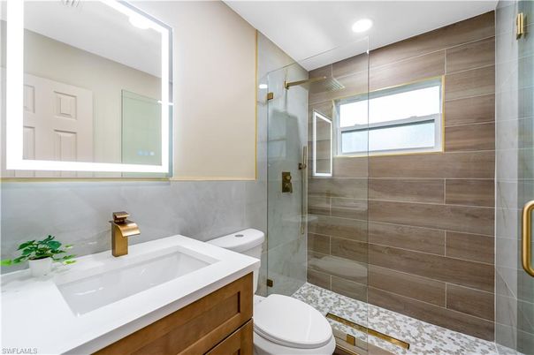 Bathroom, Glass Shower, Interior, Recessed Lighting