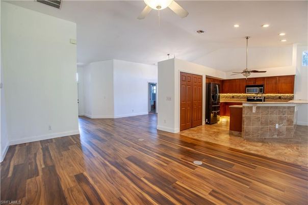 Interior, Kitchen, Recessed Lighting, Wood Texture Flooring