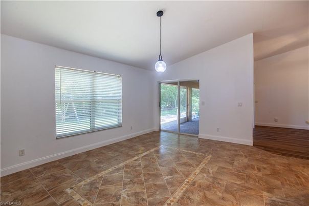 Empty room, Interior, Pendant Lights, Wood Texture Flooring