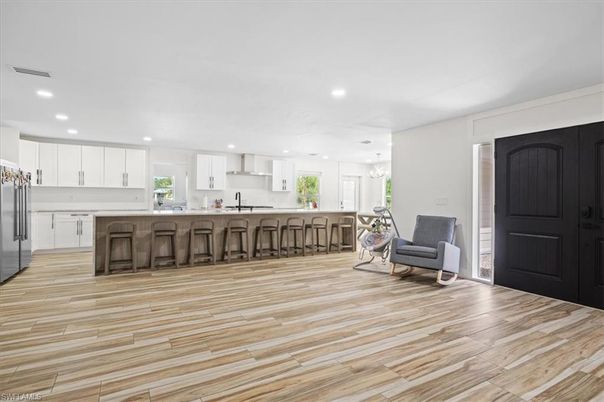 Interior, Kitchen, Pendant Lights, Recessed Lighting, Wood Texture Flooring