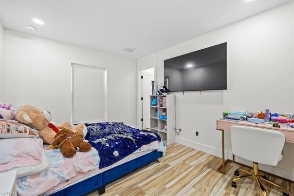 Bedroom, Home Office, Interior, Recessed Lighting, Wood Texture Flooring